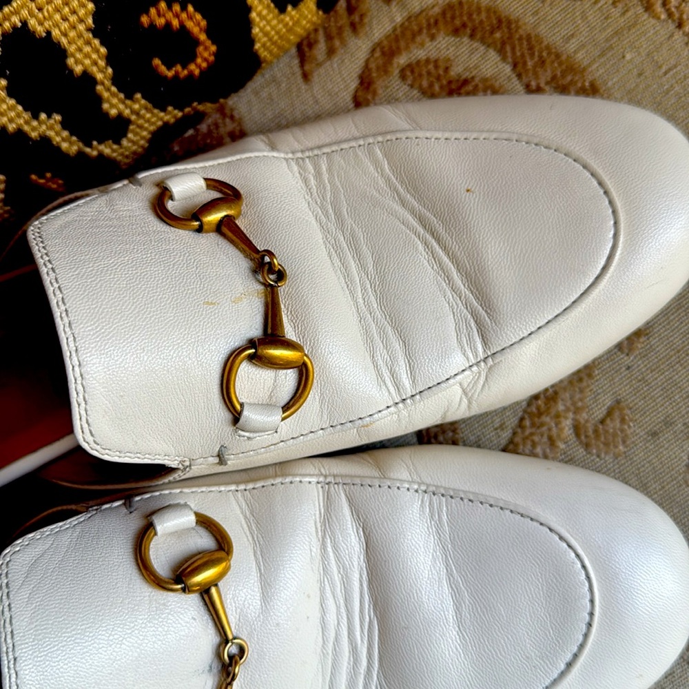 Gucci Princetown mules- white and gold - Picture 6 of 9